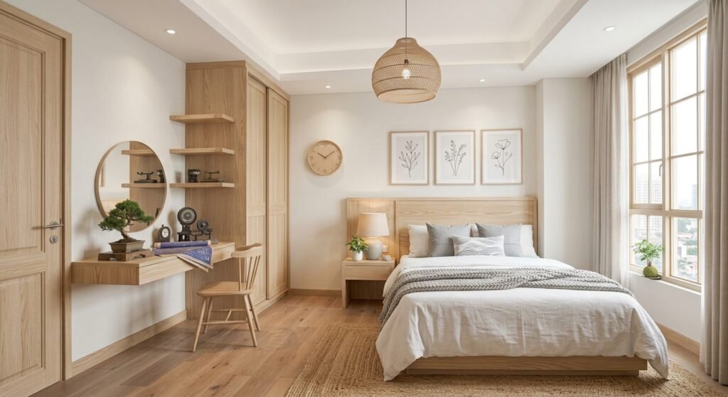 Kamar tidur Gaya Scandinavian (Bright & Airy)