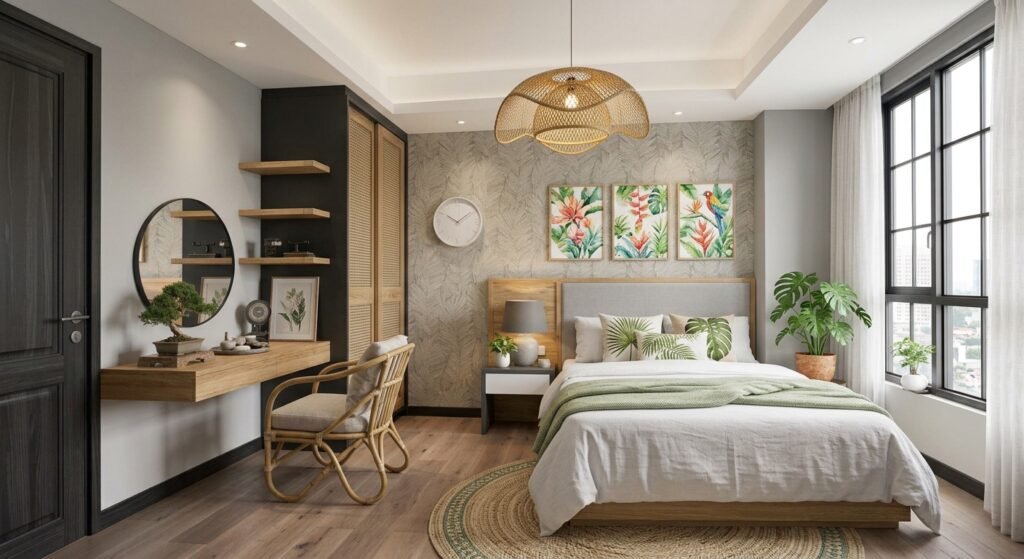 Kamar tidur Gaya Tropical Modern